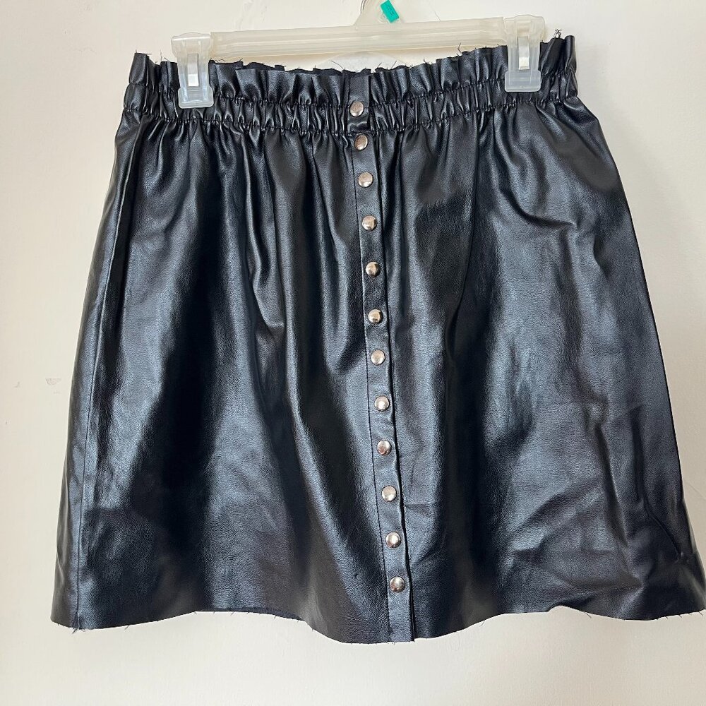 Pleather button-up skater skirt